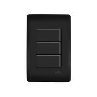 Interruptor Simples Triplo Fame Habitat Black com Placa 4x2 Preto