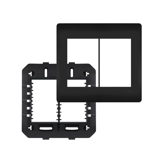 Placa Com Suporte Fame Habitat Black 4X4 Para 6 Módulos Horizontais Preta