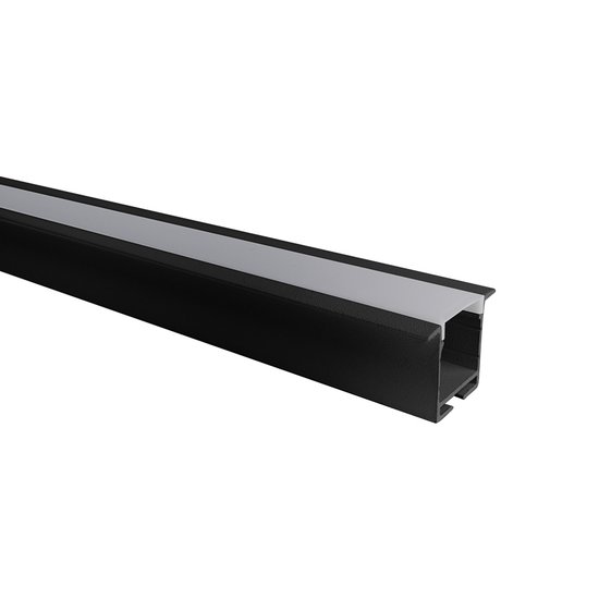Perfil de Embutir para Fita Led Blumenau Line Easy 36mm com 3 Metros Preto Fosco