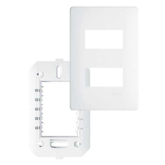 Placa com Suporte Fame Habitat 4x2 para 2 Módulos Horizontais Distanciados Branco