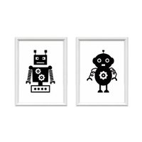Kit 2 Quadros Decorativos Meu Rodapé Robôs 34x44