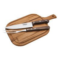 Kit Churrasco com Tábua 3 Peças Tramontina 21198914 Marrom  21198914