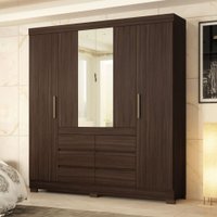 Guarda-Roupa Casal Cádis 4 Portas 6 Gavetas com Espelho Café Touch - Demóbile