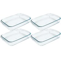 4 Formas de Vidro 5L Travessa Alças Funda Marinex 40x25cm Restaurante Buffet