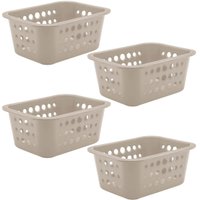 Kit 4 Caixas Organizadoras 1,5L Plásticas Bege Ou Cestos Multiuso Pequenos Closet Lavanderia