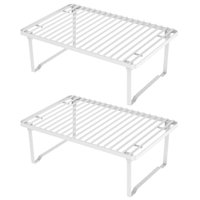2 Prateleiras Empilháveis 32x21x12cm Carbono Branco Yoi Metalla Organizadores Cozinha