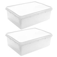 2 Caixas Organizadoras 11L Empilhaveis Herméticas Plasvale Retangulares Closet Brinquedos