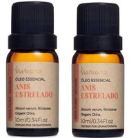 Kit 2 Óleos Essenciais Aromatizadores Anis Estrelado 100% Natural Via Aroma 10ml Cada