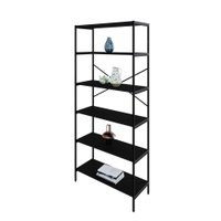 Estante com 6 Prateleiras Tub Preta 80 cm
