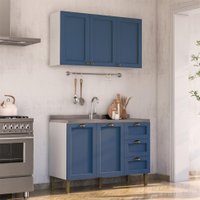 Cozinha Compacta Lavanda 5 PT 3 GV Azul e Branco