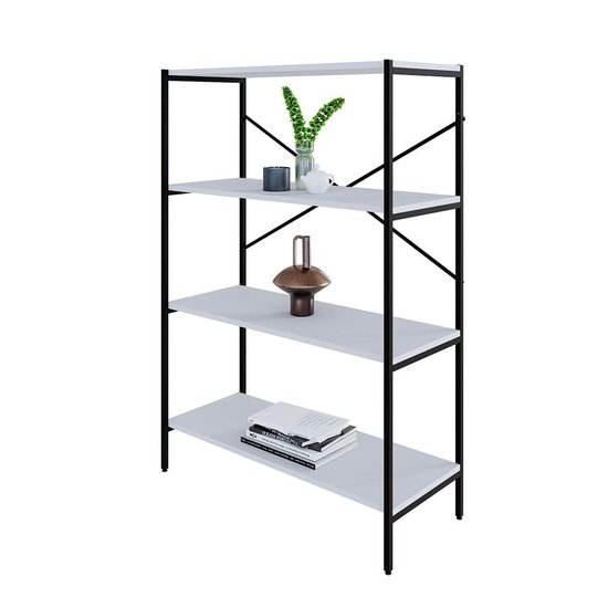 Estante com 4 Prateleiras Tub Branca e Preta 80 cm