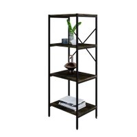 Estante com 4 Prateleiras Tub Carvalho Dark e Preta 45 cm