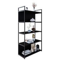 Estante com 3 Prateleiras e 2 Nichos Brooklyn Preta 80 cm