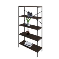 Estante com 5 Prateleiras Tub Nogal e Preta 80 cm