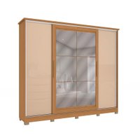 Guarda-Roupa Casal com Espelho Hambers 4 PT 4 GV Canela e Macadâmia