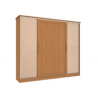 Guarda-Roupa Casal Hambers sem Pés Flex 4 PT 4 GV Canela e Macadâmia