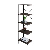 Estante com 5 Prateleiras Tub Nogal e Preta 45 cm