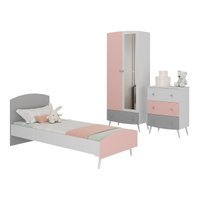 Quarto Infantil Completo com Colchão Incluso Doçura Multimóveis MP4333 Branco/Cinza/Rosa