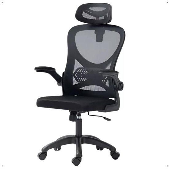Cadeira Office Giratória Columbus Altura Regulável Sistema Relax Apoio Cabeça Assento Confortável Tela Mesh Preto - RPM