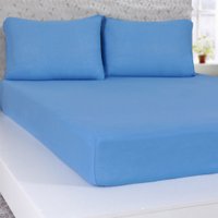 Lençol Solteiro Serena Malha 100% Algodão 88x188x23cm Azul