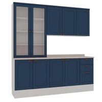 Cozinha Modulada Compacta Iluminata 4 Pecas C/crist 2p Branco Azul Vel