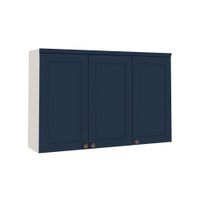 Armário Aéreo 3 Portas Branco Fosco Azul