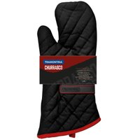 Luva Térmica Cozinha Tramontina Churrasco 100% Algodão 40cm Preta Grelha Forno Churrasqueira