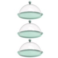 Kit 3 Porta Bolo Torta 30cm Verde Menta Cúpula Boleira Doces Petiscos Crippa Bubble