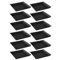 12 Pratos Quadrados 16cm Pretos Pequenos Plástico Cozy Coza Frutas Frios