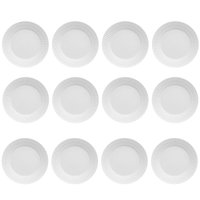 Jogo 12 Pratos para Sobremesa Porcelana 20,5cm Branco Diamante Germer Mesa Posta
