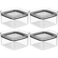 Kit 4 Potes Herméticos 1L Natural Quadrado Porta Mantimentos Ou Block Plástico