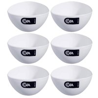 Kit 6 Cremeiras 250ml Branca Cumbuca Tigela Plástica Petiscos Potes Triangulares Coza