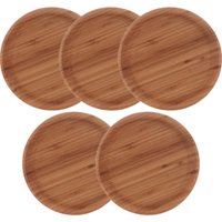 5 Pratos Redondos Bambu 20cm Bandejas Servir Decorar Multiuso Round Lyor