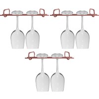 3 Suportes de Taças Rose Gold 25cm Decoração Adega Bar Vinho Organizador Suspenso