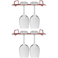 2 Organizadores Porta Taças 25cm Suporte Suspenso Reto Rose Gold Adega