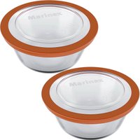 2 Tigelas Redondas de Vidro com Tampa 2,4L Transparente Pote Refratário Facilita Marinex