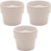 Conjunto 3 Vasos Auto Irrigáveis de Plástico M Bege Ou para Plantas Temperos Flores