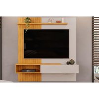 Painel Home p/ TV até 65 Pol Tito Ripado c/ 1 Porta 150x164cm Bali/Cedro - DJ Móveis