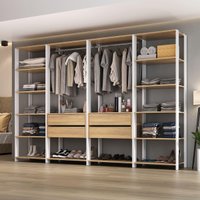 Guarda-Roupas Closet Modulado 270cm 4 Peças com 4 Gavetas e Cabideiros Multimóveis MP4321 Branco