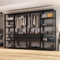 Guarda-Roupas Closet Modulado 270cm 4 Peças com 4 Gavetas e Cabideiros Multimóveis MP4321 Branco