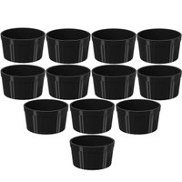 12 Ramekins Canelado Preto Plástico 150ml Coza Molhos Petiscos Potinho Pequeno
