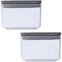 Kit 2 Potes Herméticos 500ml Plasvale Porta Mantimentos Plástico Quadrado Chumbo