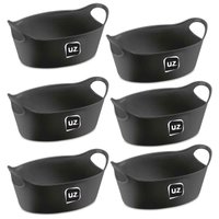 Kit 6 Cestos para Servir Preto 20,8x9cm Porções Batata Frita Petiscos Bar Lanchonete Uz