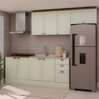 Cozinha Completa Iluminata Com 8 Portas 3 Gavetas 100% Mdf Mint/ébano - Genialflex