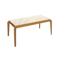 Mesa p/ Cozinha Petra Madeira Maciça c/ Tampo Madeirado c/ Vidro 160x90cm Carvalho/Off White - Kappesberg