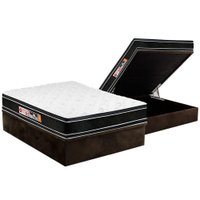 Conjunto Box Baú Casal: Colchão Espuma Castor D33 Black e White Air + Base CRC Suede Brown (138x188)