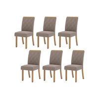 Kit 6 Cadeiras Sala Jantar Vita 6 Un Nature/Suede Light Bege - Henn