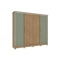 Guarda Roupa 4 Portas de Correr e 4 Gavetas c/ Pés CB03N565 Flex Nogueira/Macadamia ou Verde - Kappesberg