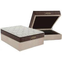 Cama Box Baú Casal: Colchão Ortopédico Probel Guarda Costas Extra Firme + Base CRC Suede Clean (138x188)