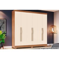 Guarda Roupa 6 Portas e 2 Gavetas c/ Pés Briz B368 Nature/Off White - Henn